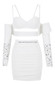 Rhinestone Long Sleeve Draped Dress White