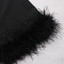Feather Detail Strapless Midi Dress Black