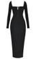 Long Sleeve Rhinestone Trim Maxi Dress Black