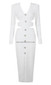 Long Sleeve Cut Out Midi Dress White