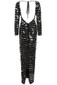 Long Sleeve Big Sequin Backless Maxi Dress Black