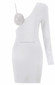 Long Sleeve Rhinestone Bustier Dress White