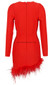 Long Sleeve Cross Over Feather Dress Red