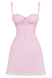 Draped Bustier Corset A Line Dress Pink