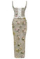 Floral Draped Corset Two Piece Maxi Dress