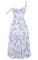 Floral Bustier A Line Midi Dress Blue