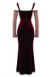 Lace Long Sleeve Bustier Maxi Velvet Dress Burgundy