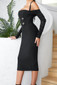 Halter Long Sleeve Midi Dress Black