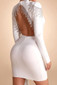 Long Sleeve Embellished Backless Dress White