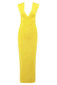 Plunge V Neck Maxi Dress Yellow 