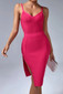 Side Split Midi Dress Hot Pink