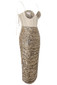 Sequin Bustier Draped Midi Dress Gold