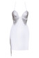 Halter Rhinestone Tassel Dress White