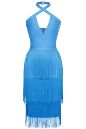 Halter Tassel Midi Dress Blue