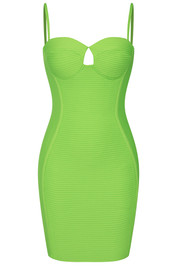 Bustier Detail Ribbed Dress Green