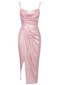 Sparkly Draped Midi Dress Pink