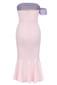 Off Shoulder Fluted Midi Dress Pink Lavender