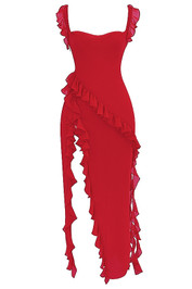 Ruffle Detail Maxi Dress Red