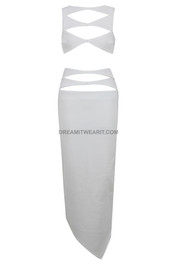 Geo Cut Out Detail Maxi Two Piece Dress White