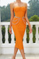 Strapless Bustier Chain Midi Dress Orange