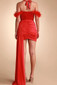 Halter Feather Draped Corset Dress Red
