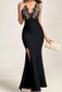 Scalloped Lace Maxi Dress Black