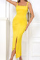 Draped A Line Midi Dress Yellow