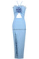 Halter Flower Ruffle Detail Maxi Dress Blue