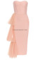 Strapless Bustier Mesh Detail Midi Dress Pink