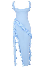 Ruffle Detail Maxi Dress Blue