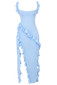 Ruffle Detail Maxi Dress Blue