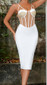Structured Mesh Bustier Midi Dress White