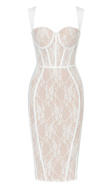 Lace Bustier Midi Dress White