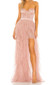 Strapless Lace Bustier Ruffle Maxi Dress Pink