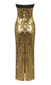 Strapless Belt Detail Sequin Maxi Dress Gold