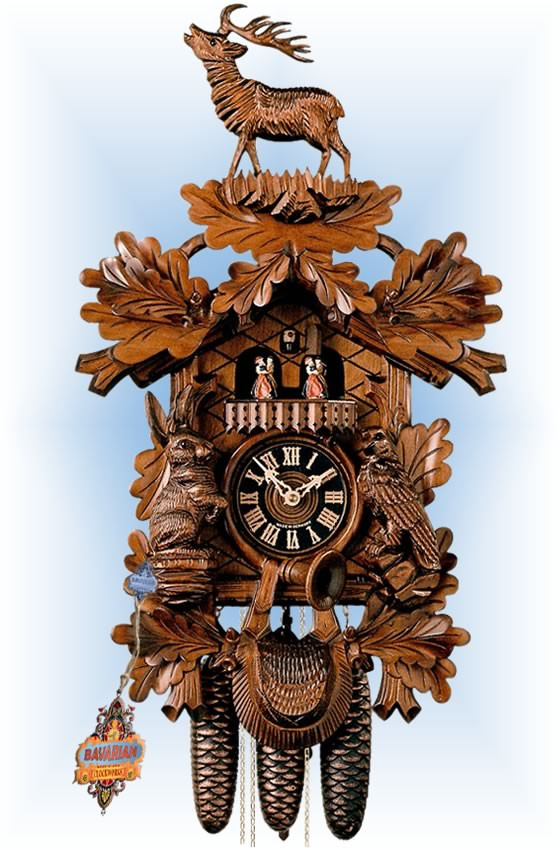 Hones Bellowing Stag cuckoo clock 23'' Bavarian Clockworks