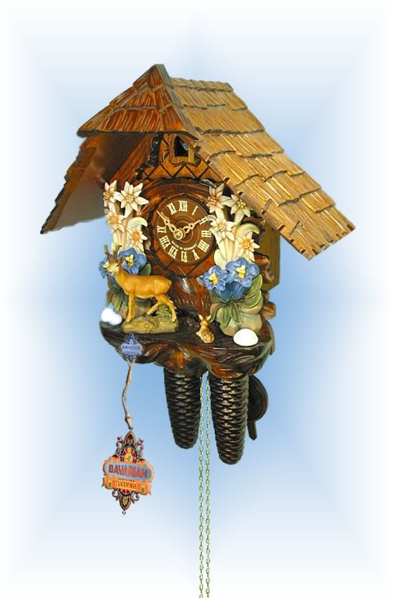 Schwer Edelweiss Deer cuckoo clock 12'' Bavarian Clockworks