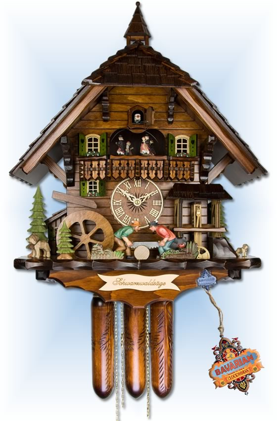 Adolf Herr Black Forest Saw Mill cuckoo clock 22'' Bavarian Clockworks