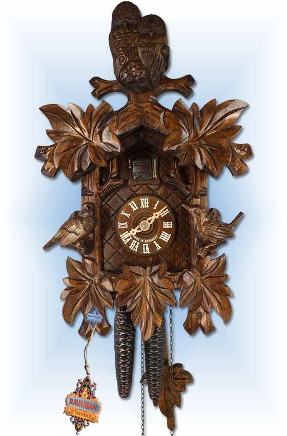 Schwer Cozy Owls cuckoo clock 13'' Bavarian Clockworks