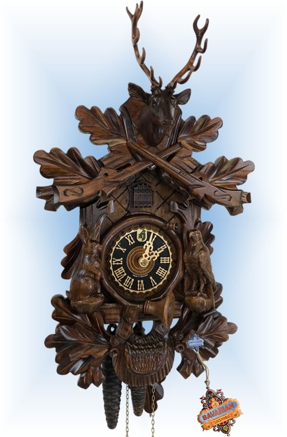 Hones Rabbit Hunter cuckoo clock 17'' Bavarian Clockworks