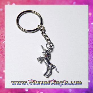 Unicorn Keychain - Antique Silver - 25mm Key Ring - Gift Wrapped