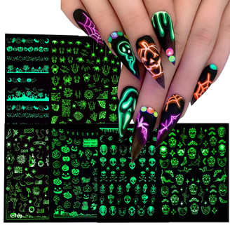 Nail Stickers - 6 Sheets Glow in the Dark Halloween 