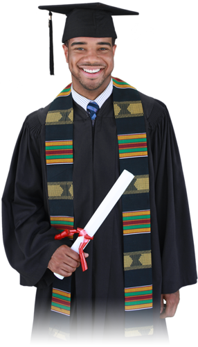 A Black Kente Cloth Graduation Stole - Rocky Mountain Balfour