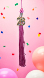 2026 HOT PINK tassel with Gold BLING Charm 2026