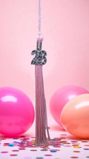 Silver-tone "2026" year-date charm with rhinestone accents