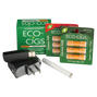 Starter Kit Eco-Cigs
Eco-Cigs Tip Recharging Battery
Eco-Cigs Tip Recharging USB Charger
Eco-Cigs Wall Adapter
6 Cartridges - Thats a whole lot of lot of cartridges and each single one contains enough puffs equal to up to 2 packs of traditional cigarettes!
