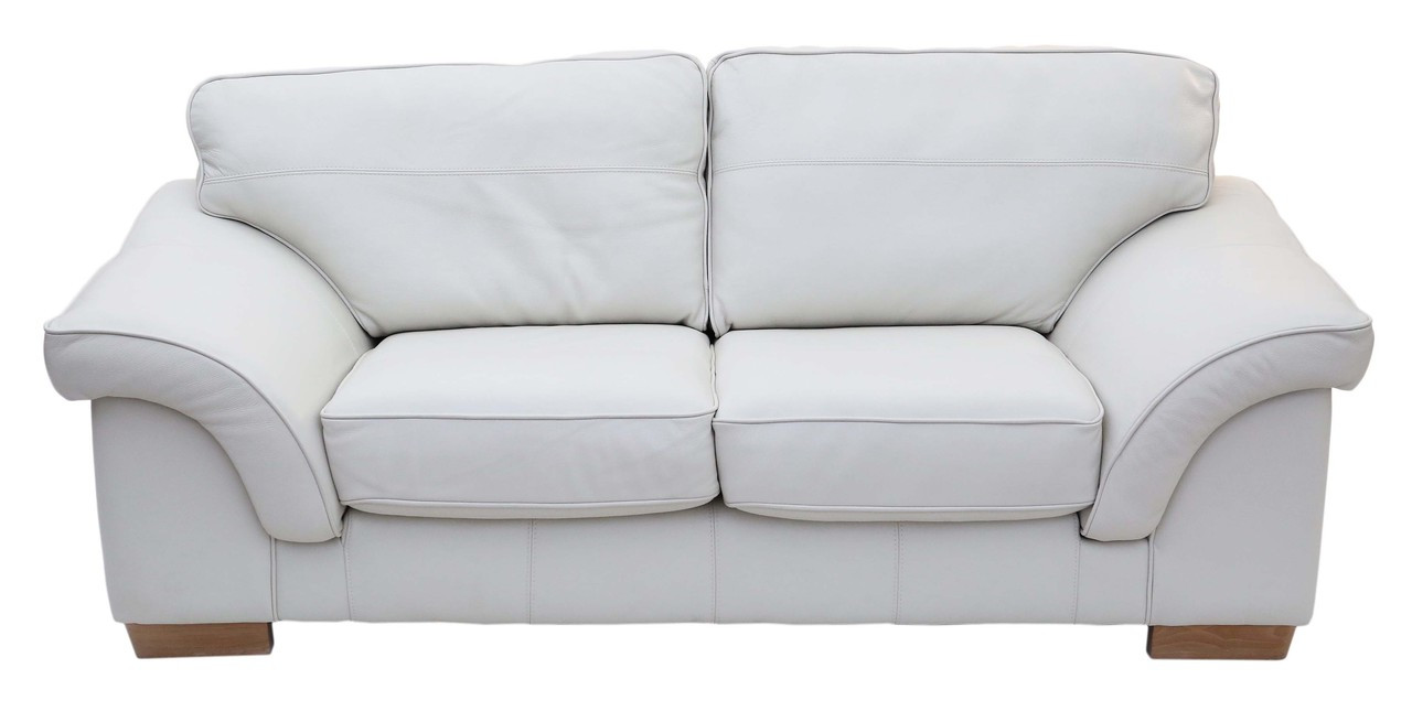 Quality Italian Cream Leather 2 Seater Sofa Settee Couch Prior