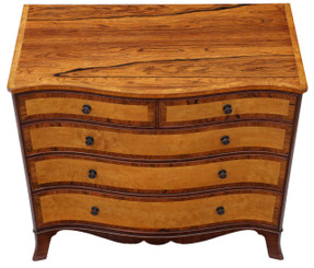 Antique quality Georgian revival serpentine rosewood maple chest of drawers