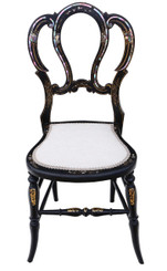 Antique rare Victorian C1890 mother of pearl inlaid bedroom side chair
