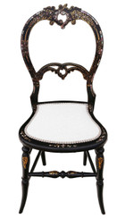 Antique rare Victorian C1890 mother of pearl inlaid bedroom chair side